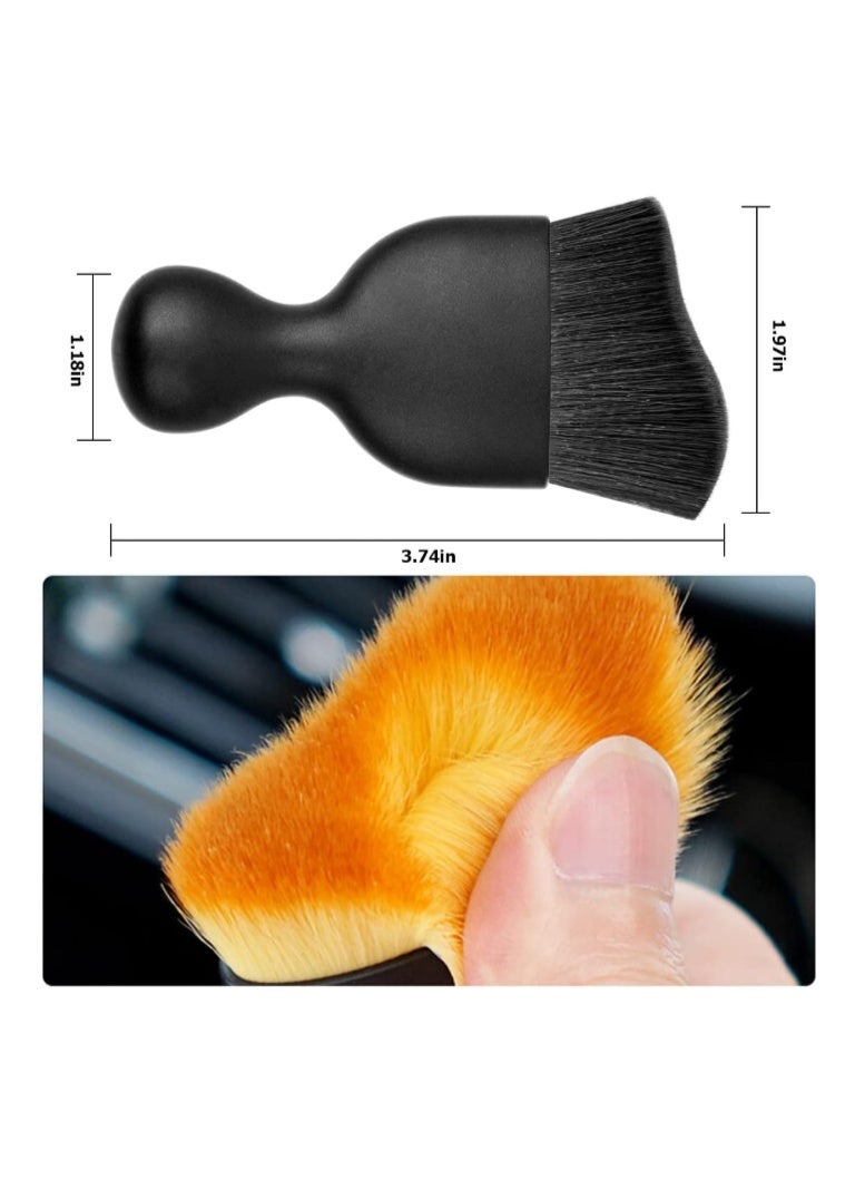 KISSUN Car Interior Detailing Brush, Auto Soft Hair Cleaning Brushes, Curved Dirt Dust Collectors, Removal Tool for Dashboard Air Conditioner Vents Leather, Scratch Free (Black/1PCS) - Image 1