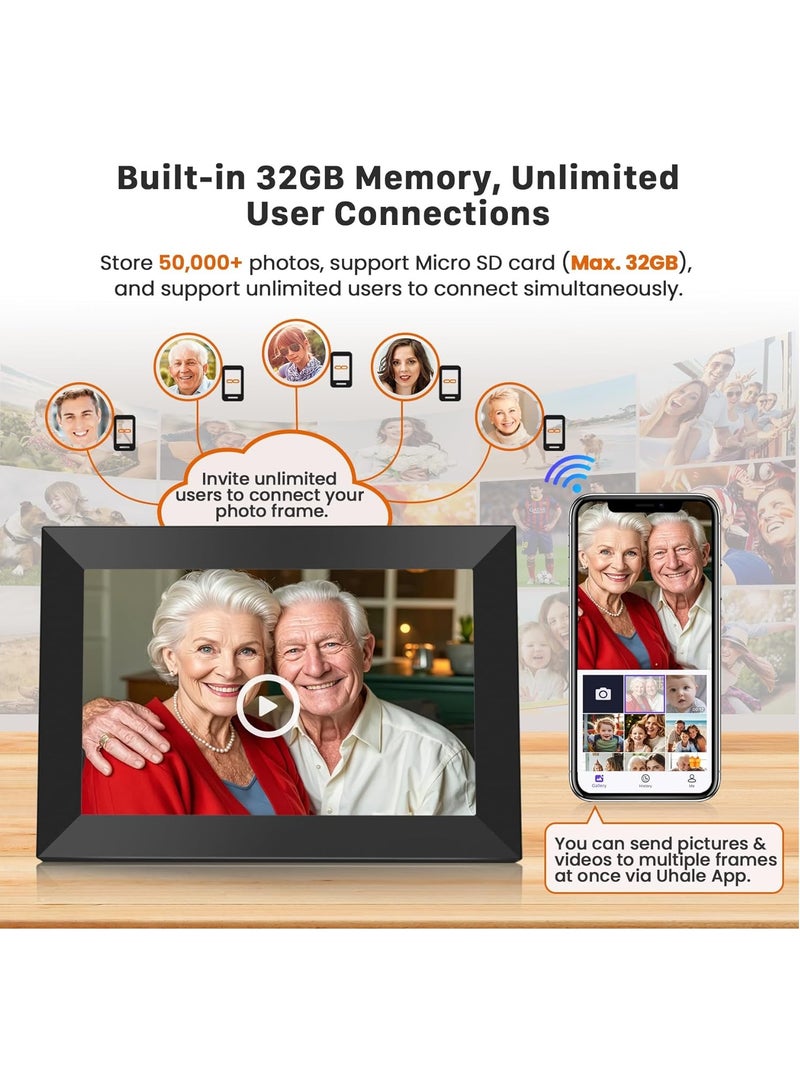 10.1 Inch WiFi Digital Photo Frame with 1280x800 HD Touch Screen, 32GB Storage, Auto-Rotate, Instant Sharing via Uhale App - Image 4