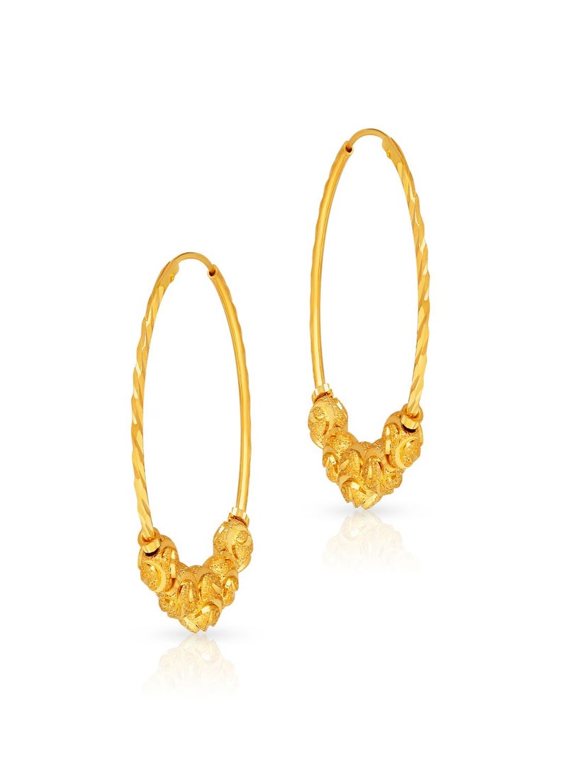 Malabar Gold and Diamonds 22 Karat 916 Purity Hoops & Bali Gold Earrings NVER007Y - Image 1