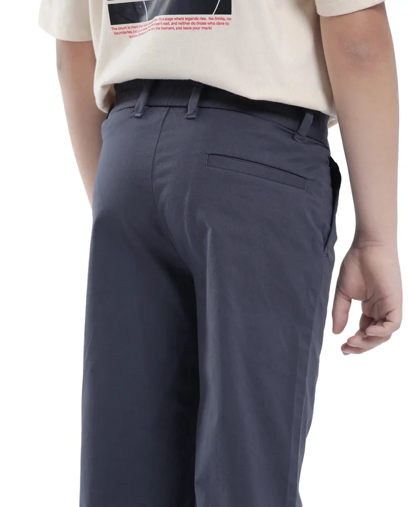 Rare Ones Rare Ones Kids Tino Navy Cotton Plain Button And Zip Closure Regular Fit Trouser