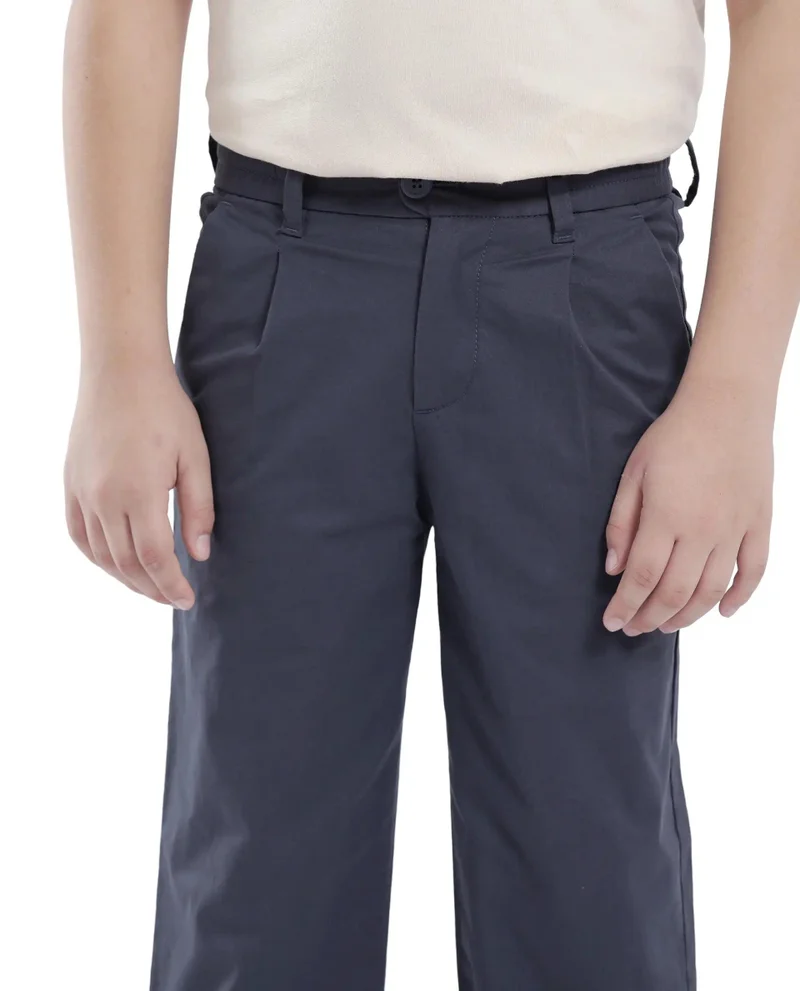 Rare Ones Rare Ones Kids Tino Navy Cotton Plain Button And Zip Closure Regular Fit Trouser