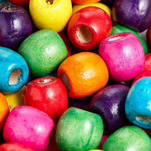 Craft Making Shop 200 Large Hole Wood Beads for Crafts and Macrame 17mm x 14mm Barrel Hair Beads with 8mm Large Hole Multicolor Assortment, 200 Count - Image 5
