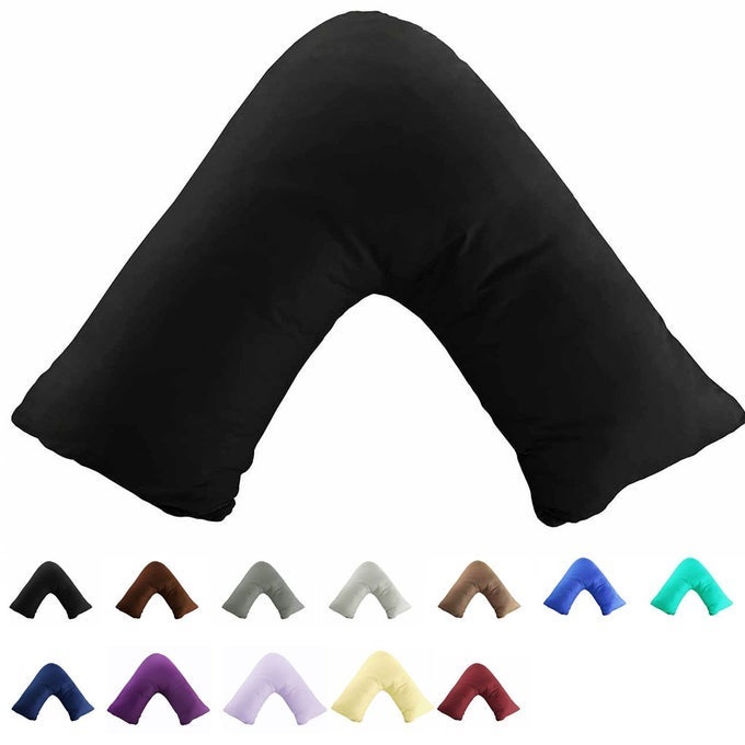 100 COTTON 300 THREAD COUNT SOILD ENVELOPE STYLE V SHAPEDTRIBOOMERANG STANDARD PILLOW CASE CUSHION COVER ONLY COVER NO INSERT BLACK
