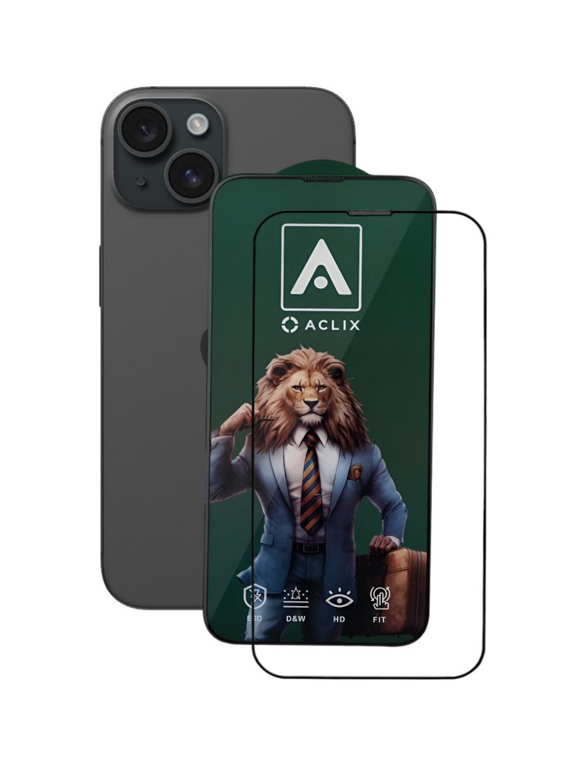 ACLIX Antistatic ESD Dustproof Premium Quality High Definition Tempered Glass Screen Protector Designed For  iPhone 15 Plus - Image 1
