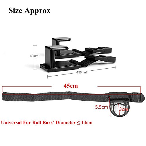 YOCTM 4-Pack Roll Bar Coat Hanger Clothes Hook & Seat Headrest Hook Hanger Storage for Jeep Wrangler JL JT TJ JK JLU Sports Sahara Freedom Rubicon X & Unlimited 2007-2023 - Image 3