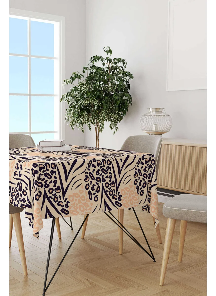 Cango Home Brown Black Leopard Patterned Digital Printed Tablecloth CGH347-MS