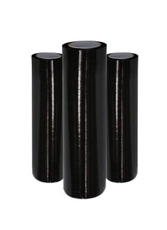MARKQ [3 Rolls] Black Stretch Film Wrap - 500mm Heavy Duty Plastic Shrink Wrap for Pallet Wrap, Packing, Moving and Packaging - Cling Wrap  - Image 1