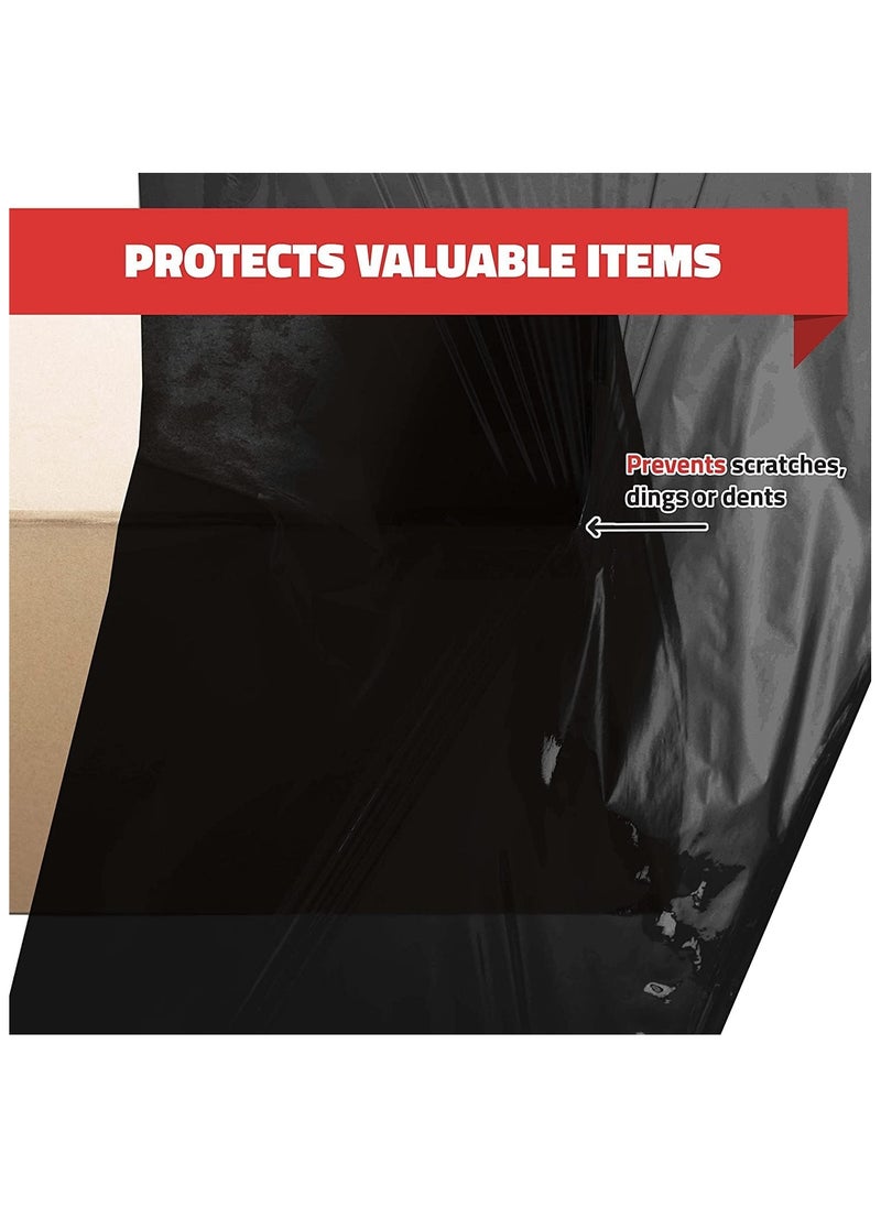 MARKQ - [3 Rolls] Black Stretch Film Wrap - 500mm Heavy Duty Plastic Shrink Wrap for Pallet Wrap, Packing, Moving and Packaging - Cling Wrap - Image 1