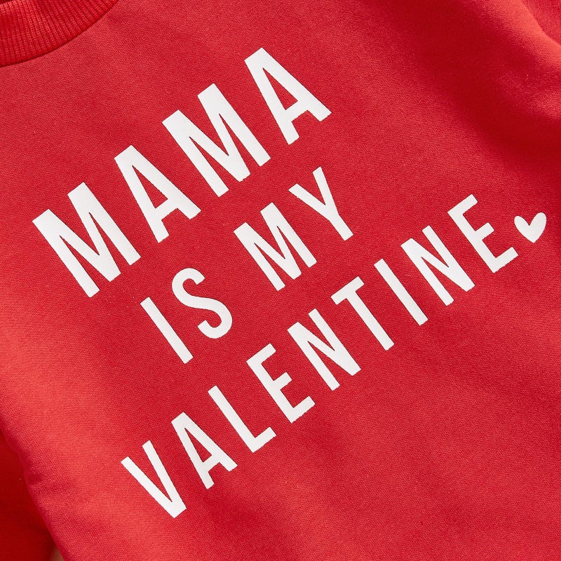 Socutebabe Newborn Baby Boy Girl Valentine's Day Outfit Mama Is My Valentine Bubble Romper Sweatshirt Infant Clothes (Red, 0-3 Months) - Image 3