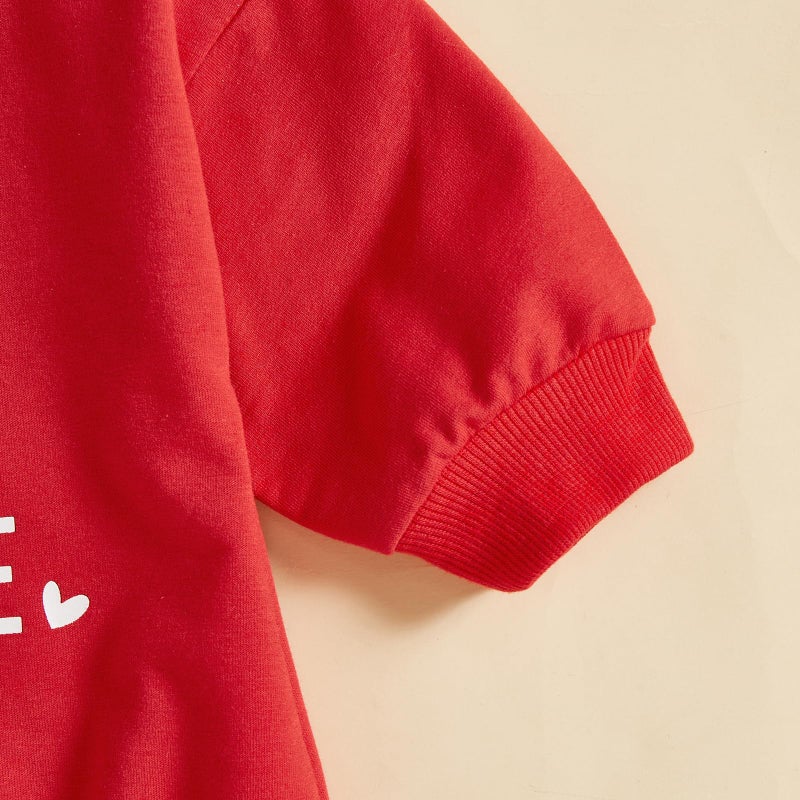 Socutebabe Newborn Baby Boy Girl Valentine's Day Outfit Mama Is My Valentine Bubble Romper Sweatshirt Infant Clothes (Red, 0-3 Months) - Image 4