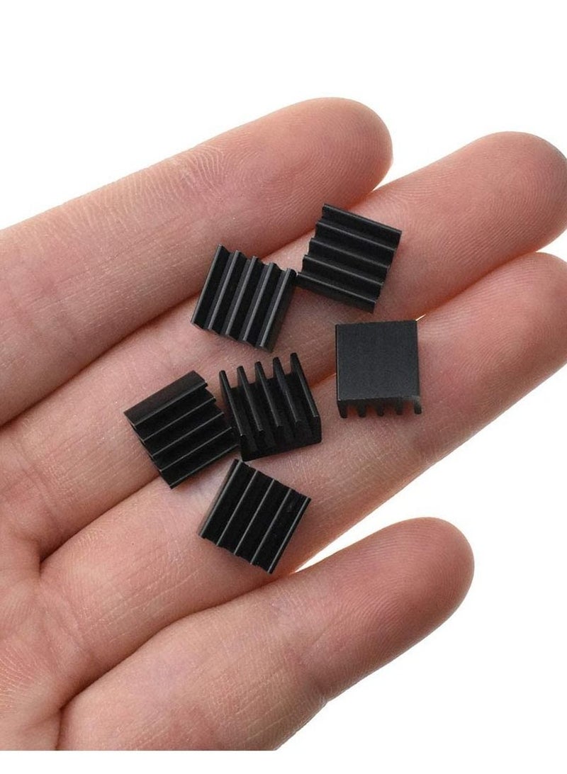 20pcs Heat Sink Mini Radiator Dissipate Heat Thermal Cooling Lower Temperature Easy to Install for PI IC CPU Chipset Raspberry Stepper Board Aluminum Black Assortment - Image 2
