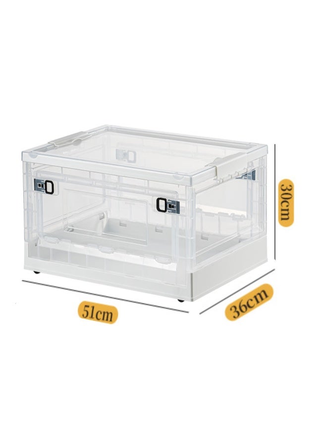 PENG GENERAL Collapsible Storage Box with Sliding Lid, Stackable Organizer White - Image 3