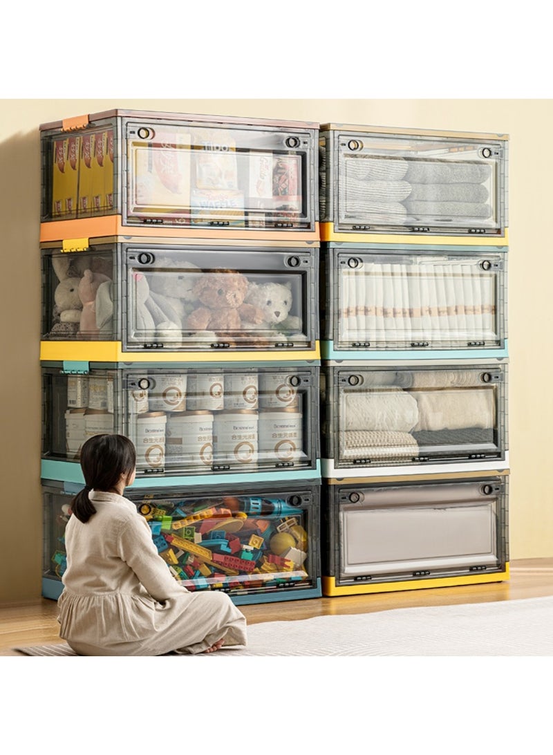 PENG GENERAL Collapsible Storage Box with Sliding Lid, Stackable Organizer White - Image 5