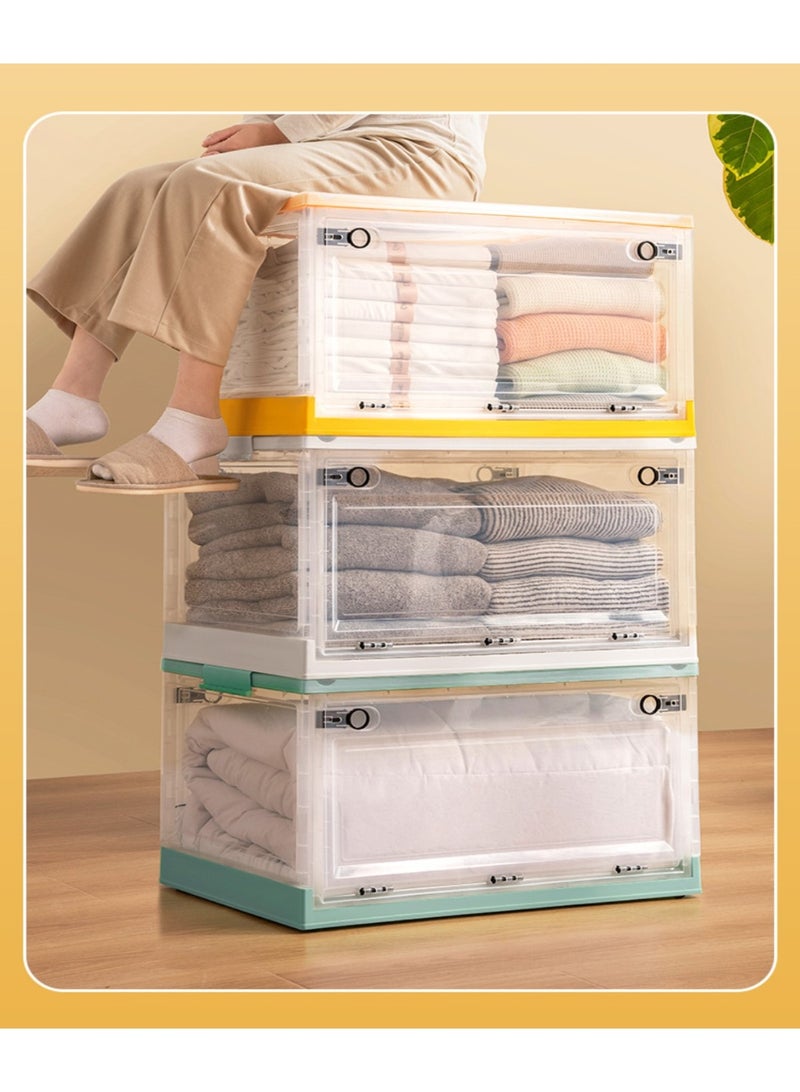 PENG GENERAL Collapsible Storage Box with Sliding Lid, Stackable Organizer White - Image 4