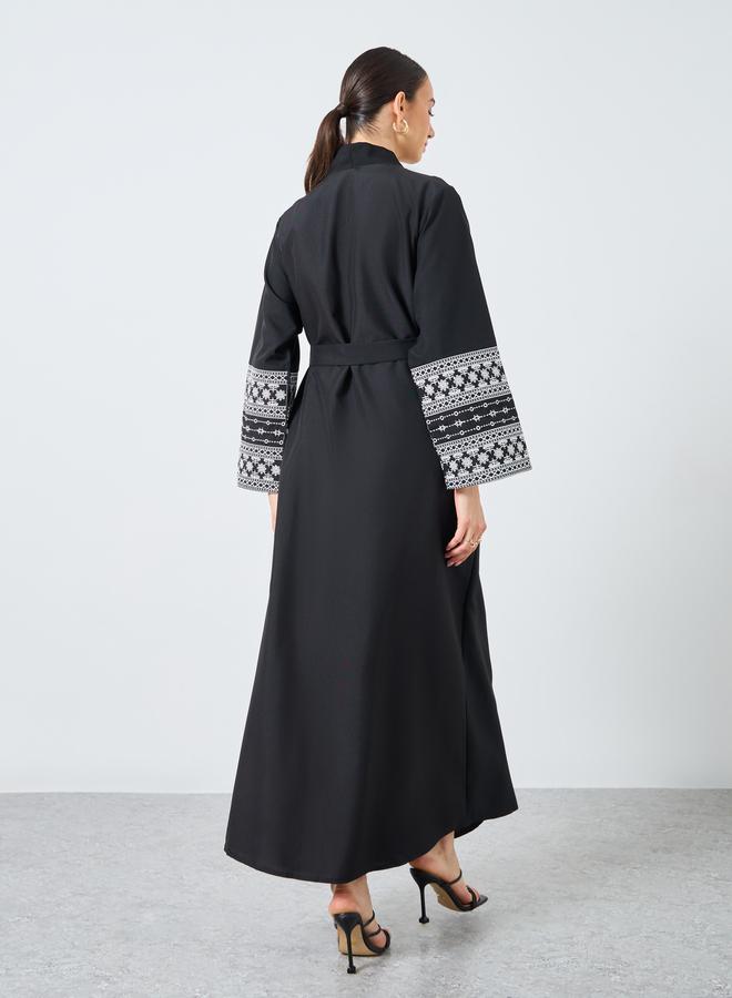 Take Two Embroidery Sleeve Open Front Abaya - Image 5
