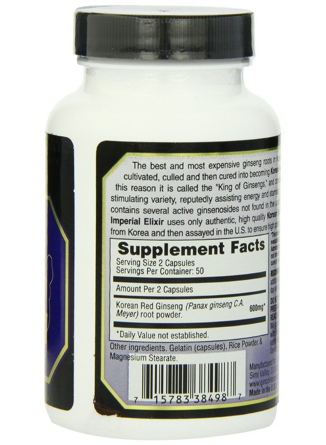 Imperial Elixir Imperial Elixir, Korean Red Ginseng, 600 mg, 100 Capsules - Image 2