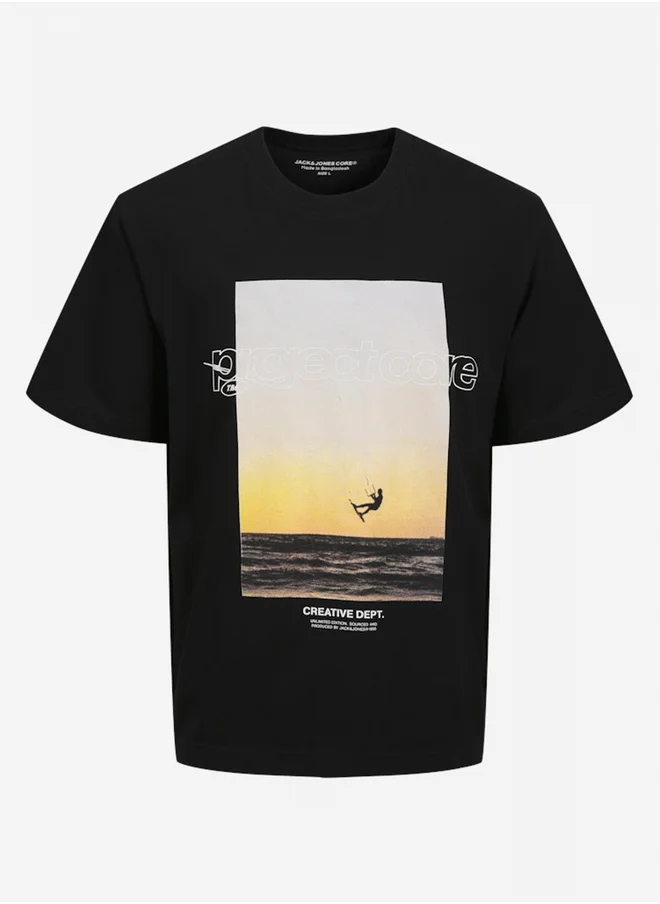 JACK & JONES Graphic Print Round Neck T-Shirt