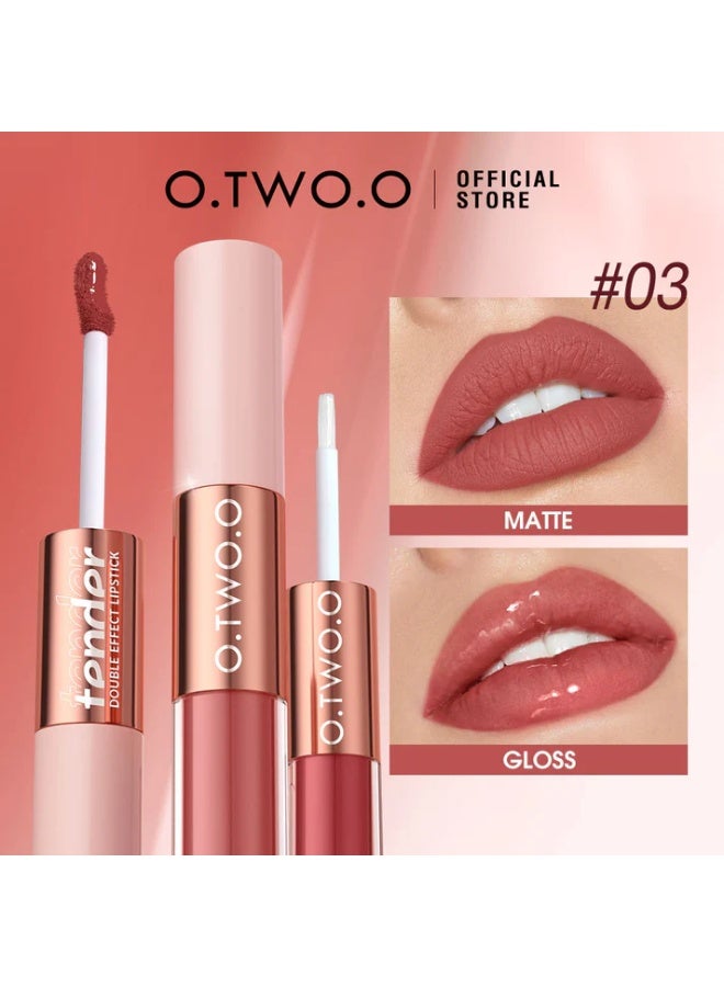 OTWOO O.TWO.O Double Effect Matte & Gloss Lipstick – 2-in-1 Velvet Matte & Glossy Finish (#6, HAPPY) - Image 4