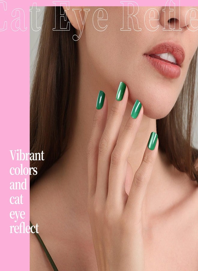 FANDAMEI Press on Nails, 6 Colors Press on Nails Short, Glossy Cat Eye Nails Short Square, Natural Fake Nails for Women, with Nail Adhesive Tabs, Cat Eye Press on Nails Kit - Image 5