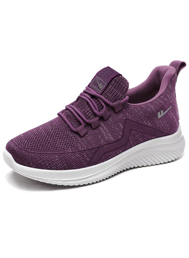 Pull Back Warrior Mom Shoes Comfortable Spring And Autumn Walking Shoes New Style Elderly Middle-aged And Elderly Women's Anti-slip Soft Bottom Sports Shoes 1449 Deep Purple Size 37 - Image 3