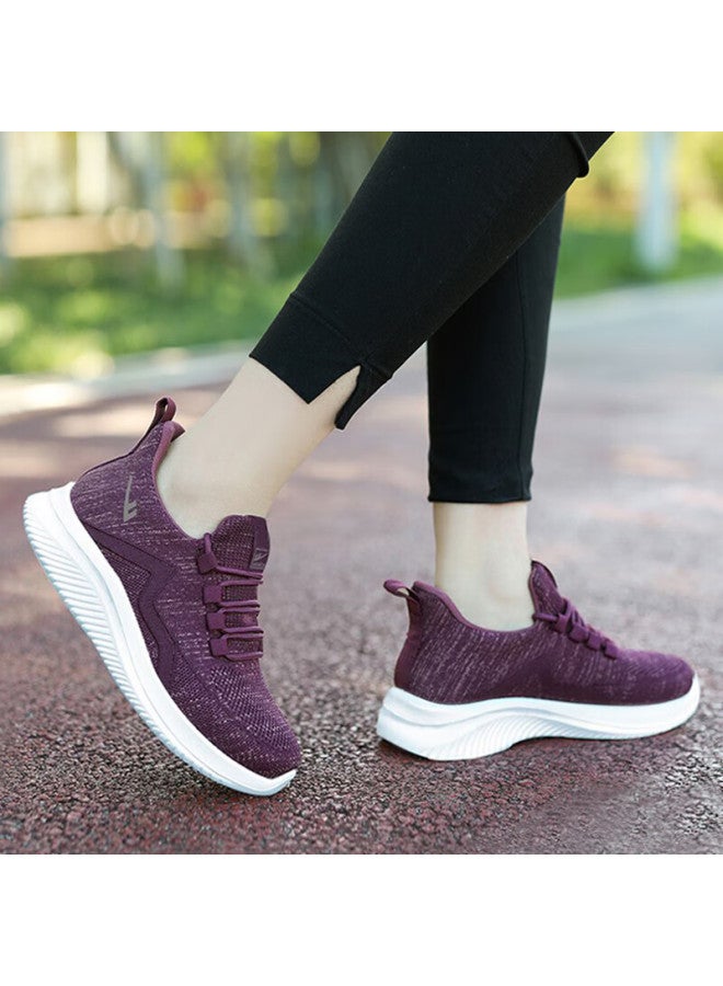 Pull Back Warrior Mom Shoes Comfortable Spring And Autumn Walking Shoes New Style Elderly Middle-aged And Elderly Women's Anti-slip Soft Bottom Sports Shoes 1449 Deep Purple Size 37 - Image 2