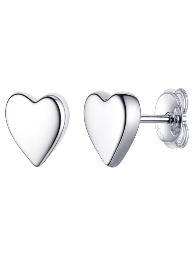 HighSpark Women's 925 Silver Tiny Cute Heart Stud Earrings | 92.5 Sterling Silver & Stunning Shine | Lovely Gift - Cute Heart - Image 1