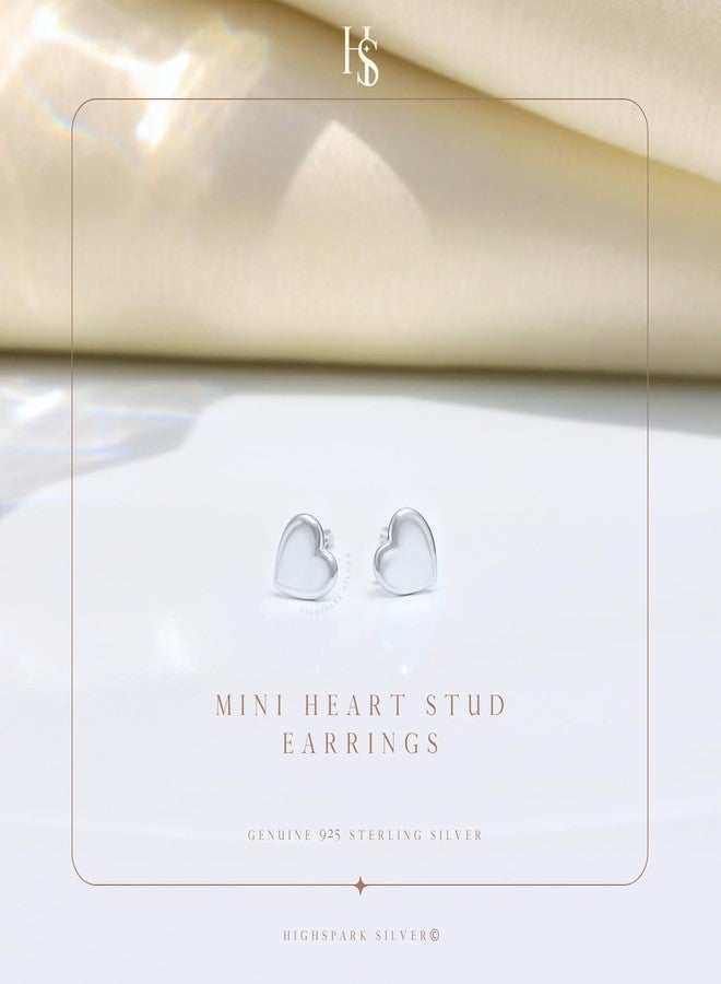 HighSpark Women's 925 Silver Tiny Cute Heart Stud Earrings | 92.5 Sterling Silver & Stunning Shine | Lovely Gift - Cute Heart - Image 3