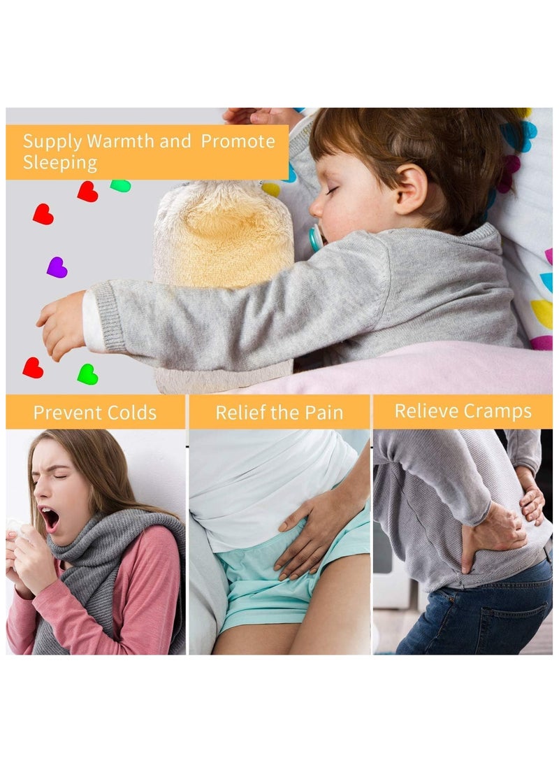 عربست زجاجة ماء ساخن مع غطاء ناعم، حقيبة زجاجة ماء ساخن مطاطية قابلة لإعادة الاستخدام سعة 2 لتر، حقيبة ماء ساخن محمولة، حزمة ماء ساخن بارد لتقلصات العضلات وتخفيف آلام الرقبة والكتفين (بيج) - Image 5