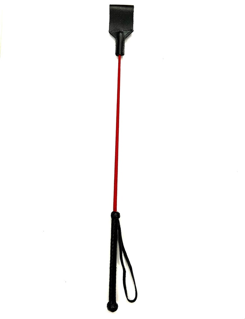 PETS TRIANGLE 25 Inches Leather Horse Riding Stick & Dog Tranining Stick with Stitching Leather Flapper (red) - Image 1