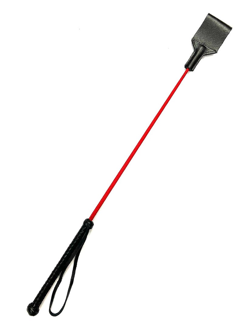 PETS TRIANGLE 25 Inches Leather Horse Riding Stick & Dog Tranining Stick with Stitching Leather Flapper (red) - Image 3