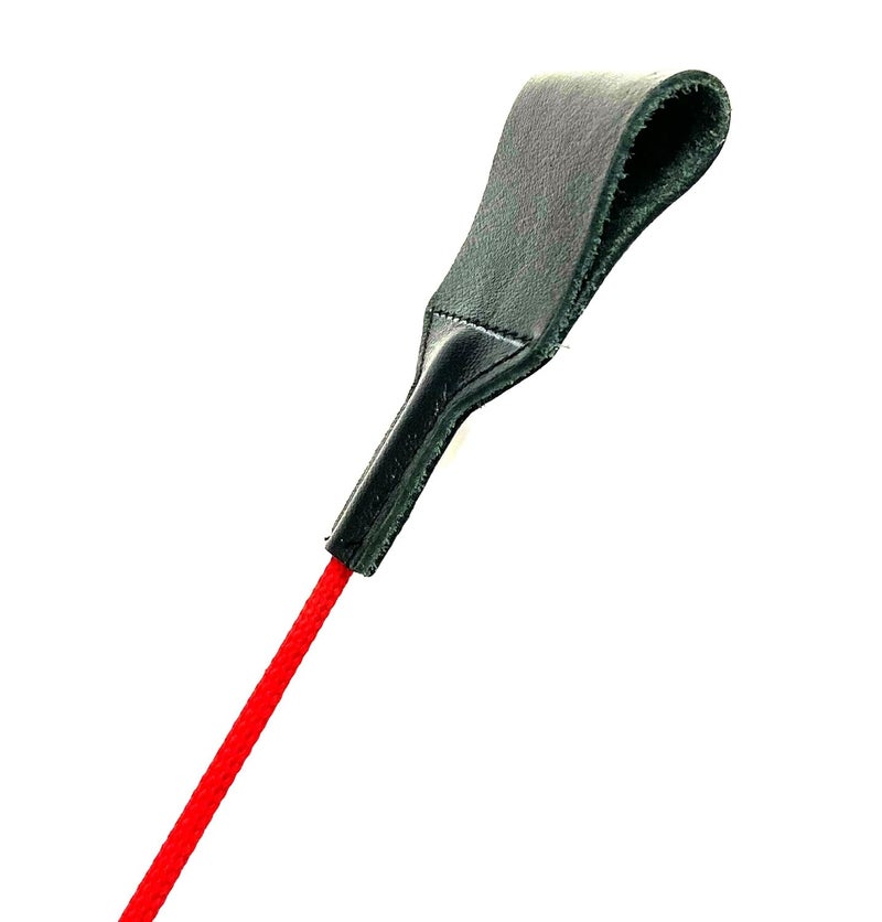 PETS TRIANGLE 25 Inches Leather Horse Riding Stick & Dog Tranining Stick with Stitching Leather Flapper (red) - Image 2