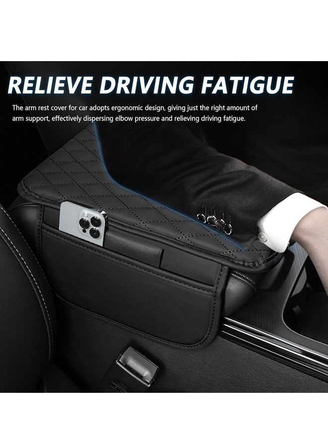 Upgraded Car Center Console Cover, 2 Storage Bags -Universal Car Armrest Storage Box Car Interior Accessories for Most Vehicles (Black) - Image 4