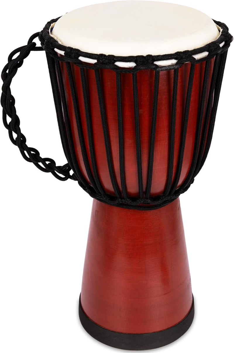 Art Creativity 16 Inch Wooden Djembe Drum Set with Sticks, Rustic Brown Wood African Drum Design, Fun Musical Instrument for Kids and Adults, Great Gift Idea - Image 1