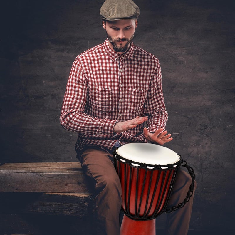 Art Creativity 16 Inch Wooden Djembe Drum Set with Sticks, Rustic Brown Wood African Drum Design, Fun Musical Instrument for Kids and Adults, Great Gift Idea - Image 4