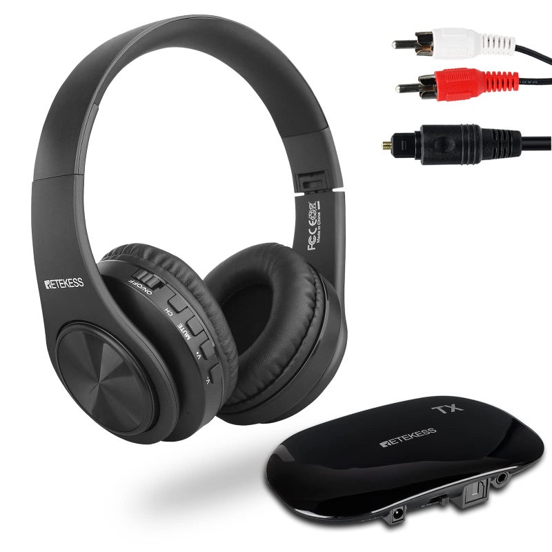 Retekess TA005 Wireless Headphones for TV Watching, TV Headphones for Seniors with Transmitter, Support A/B Channel, AUX, RCA and Optical Input for Elderly, Family (Pack of 1) - Image 1