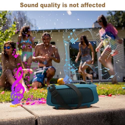 TXEsign Silicone Case Cover for JBL Charge 5 Portable Speaker, Travel Carrying Protective Case w Shoulder Strap Holder Full Protection Cover for JBL Charge 5 Accessories(Blue) - Image 4