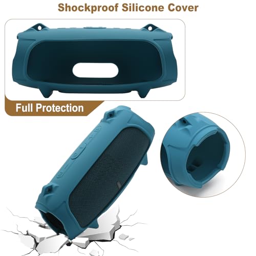 TXEsign Silicone Case Cover for JBL Charge 5 Portable Speaker, Travel Carrying Protective Case w Shoulder Strap Holder Full Protection Cover for JBL Charge 5 Accessories(Blue) - Image 2