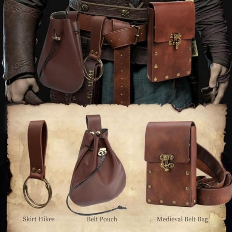 Ren Faire Costume Accessories Medieval Belt Pouch Coin Purse Skirt Hike Sets Festival Halloween Casual Fanny Pack Waist Bag - Image 2