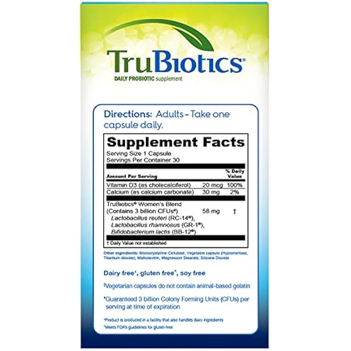 TruBiotics Probiotic for Women Probiotics for Digestive Health, Vaginal & Bone Health, Formulated with Bifidobacteria for Healthy Gut & Balanced pH, Daily Women's Probiotic Supplement, 30 Capsules - Image 2