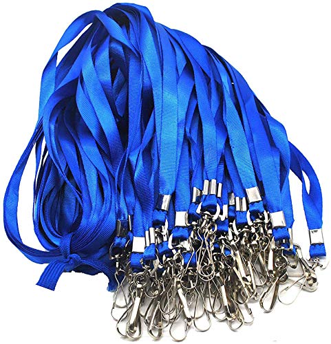 Beebel Blue Lanyard Bulk Lanyards for Id Badges Flat Lanyard with Badge Clip Swivel Hook 50 Pack - Image 1