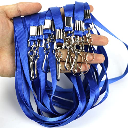 Beebel Blue Lanyard Bulk Lanyards for Id Badges Flat Lanyard with Badge Clip Swivel Hook 50 Pack - Image 4
