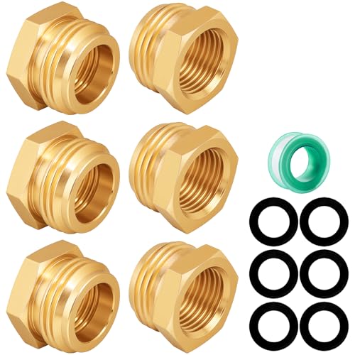 SIGURANTA Garden Hose Adapter Brass 34 GHT Male to 12 NPT Female Reducer LeakProof Connector 34 GHT Male to 12 NPT Female 6Pack - Image 1