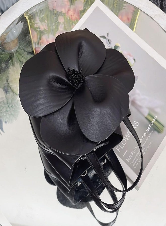 CUXVA Mini Flower Evening Purse Bridal Clutch for Wedding PU Leather Evening Handbag with Chain Wedding Party Prom Crossbody Purses - Image 3
