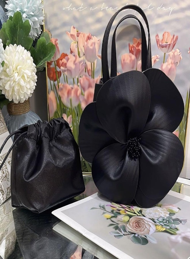 CUXVA Mini Flower Evening Purse Bridal Clutch for Wedding PU Leather Evening Handbag with Chain Wedding Party Prom Crossbody Purses - Image 4