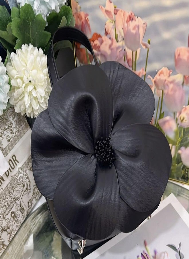 CUXVA Mini Flower Evening Purse Bridal Clutch for Wedding PU Leather Evening Handbag with Chain Wedding Party Prom Crossbody Purses - Image 2