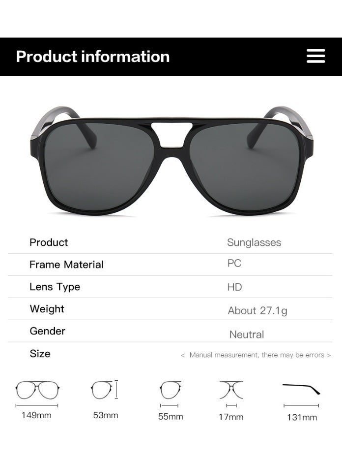 Retro Polarised Sunglasses for Women Men Oversize Vintage 70s Pilot Sunglasses, Large Square Frame Double Bridge Retro Glasses Anti UV,Fashion Anti-Glare Sun Shades for Driving - Image 4