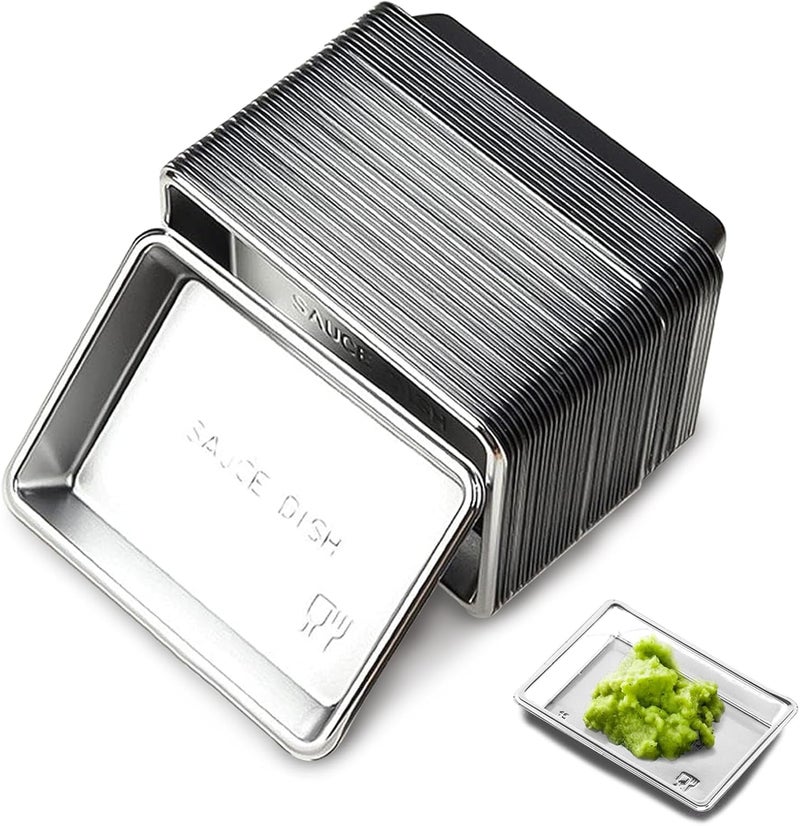 Xanadued 400 Pack Disposable Dipping Sauce Plates Plastic Disposable Sauce Dishes Disposable Sushi Plates and Soy Sauce Bowls Sauce Tray for BBQ Home Restaurant Supplies Silver - Image 1