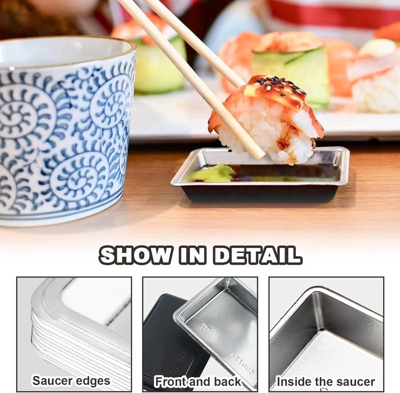 Xanadued 400 Pack Disposable Dipping Sauce Plates Plastic Disposable Sauce Dishes Disposable Sushi Plates and Soy Sauce Bowls Sauce Tray for BBQ Home Restaurant Supplies Silver - Image 3