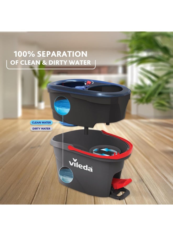 Vileda H2PrO Spin Mop & Bucket System – Dual-Chamber Clean/Dirty Water Separation, Foot Pedal Wringing, Triangle Head for Corners - Image 2