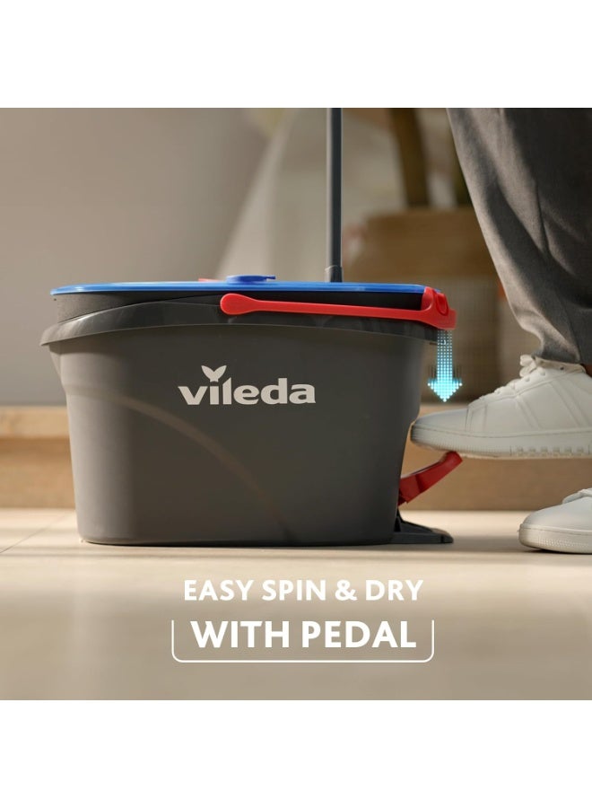 Vileda H2PrO Spin Mop & Bucket System – Dual-Chamber Clean/Dirty Water Separation, Foot Pedal Wringing, Triangle Head for Corners - Image 3